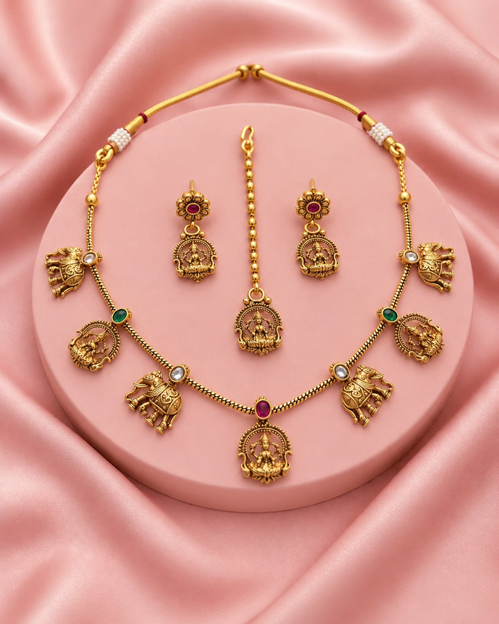 Royal Gaja Lakshmi Heritage Necklace Set
