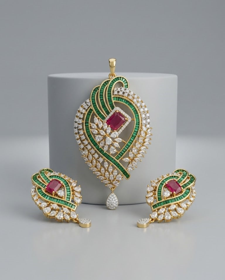 Ruhani Gulnaar Pendant Set