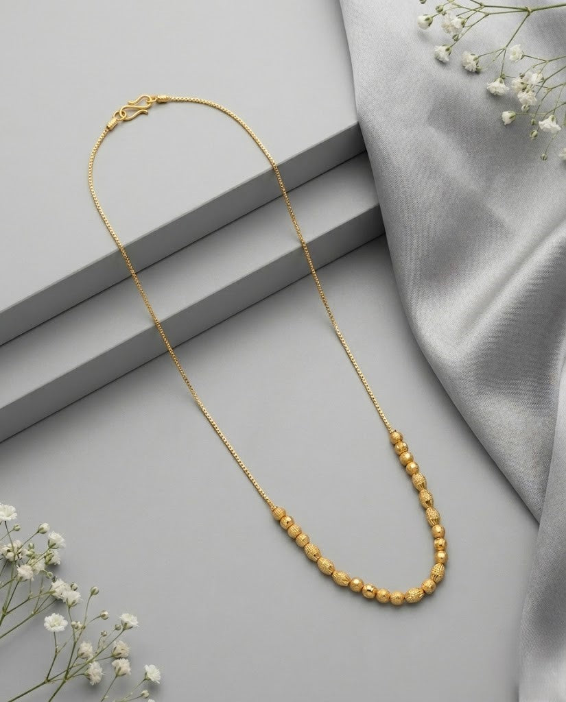 Gold Finish Beaded Daily Wear Chain for Women