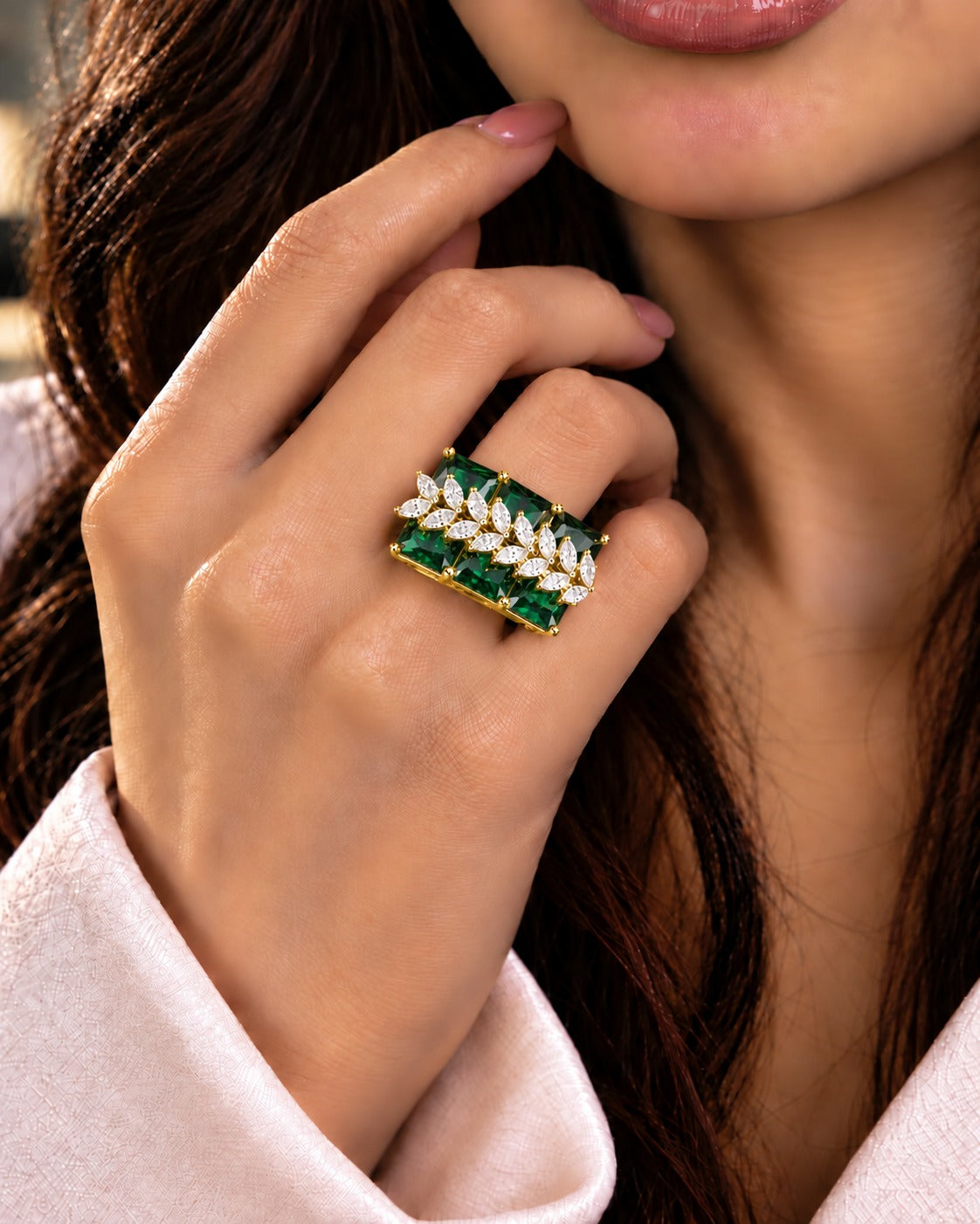 Elowen Crystal Vine Adjustable Ring