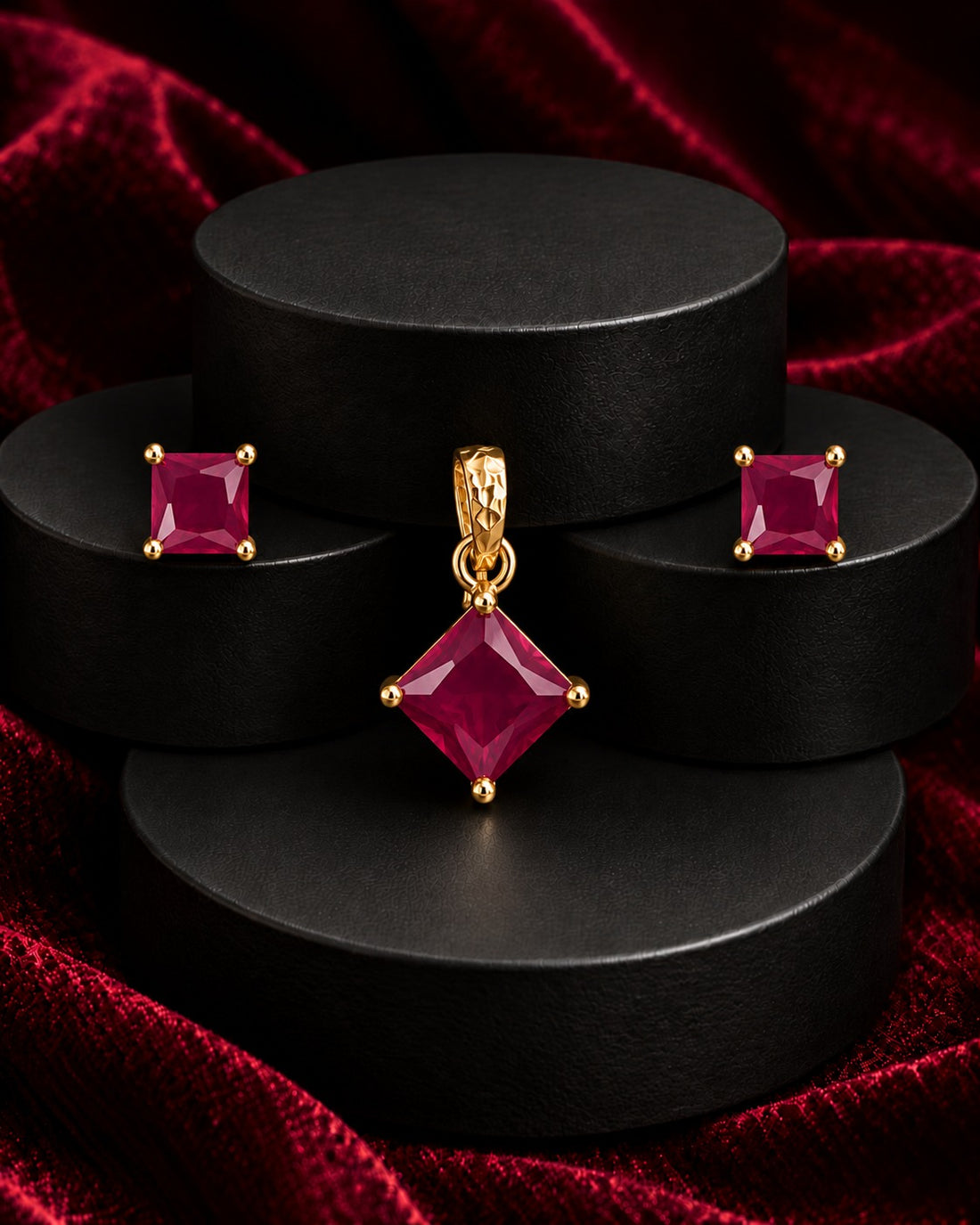 Virelle Square Solitaire Pendant Set