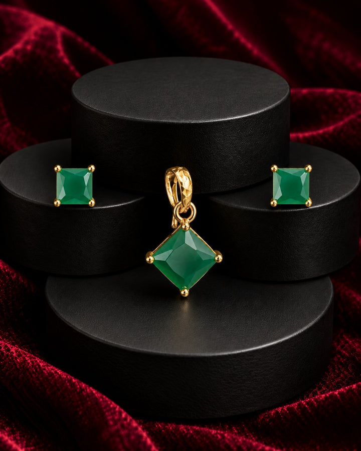 Virelle Square Solitaire Pendant Set