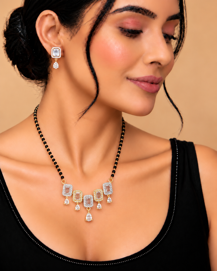 18 Inch Blush Crystal Drop Mangalsutra Set