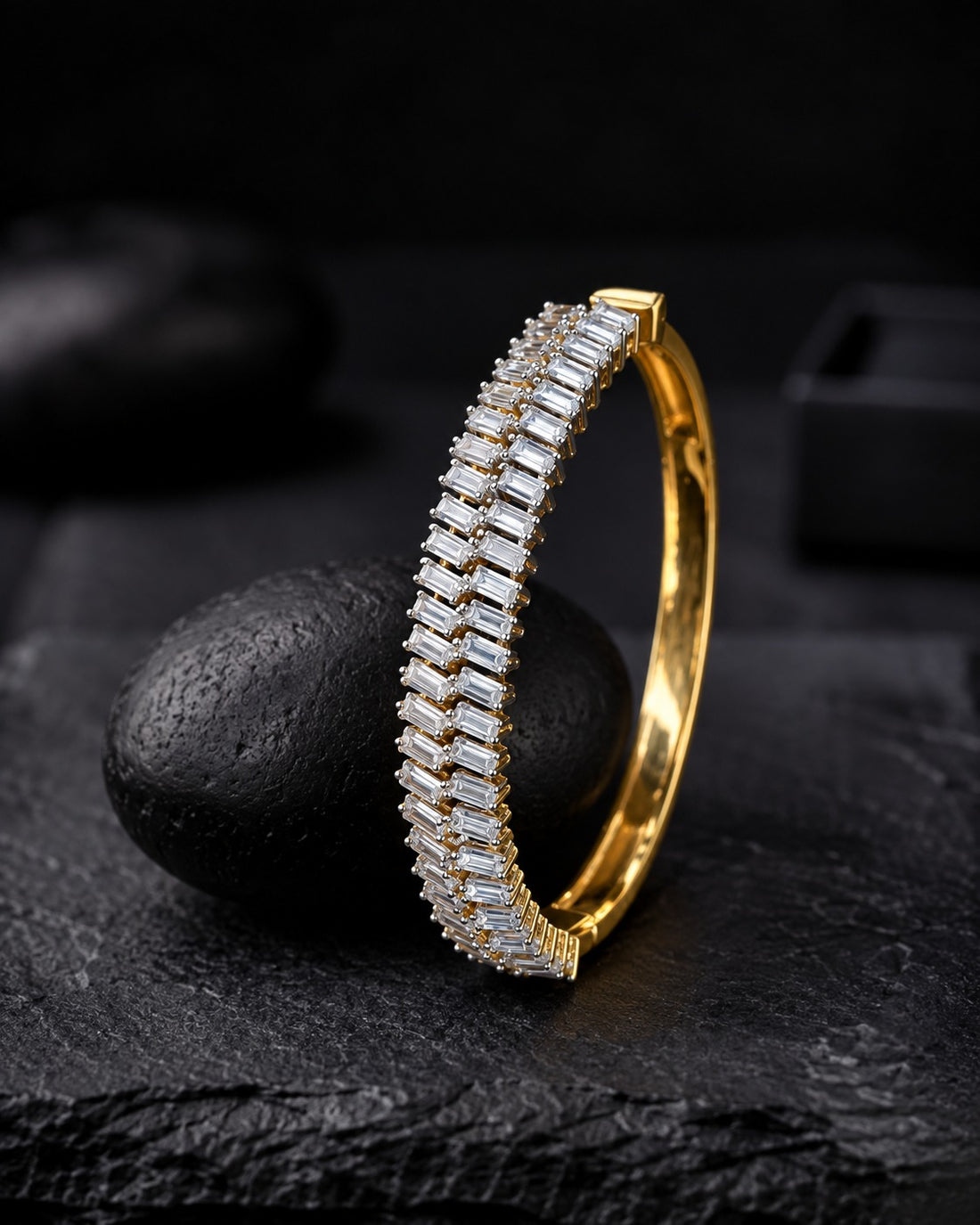 Eloria Oval Openable Baguette Diamond-Look Bracelet – Fits 2.4 & 2.6