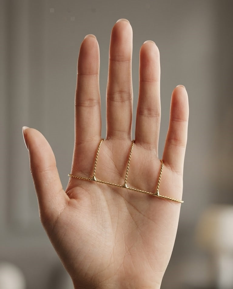 Noorika Floral Adjustable Rings for Women in Gold Tone