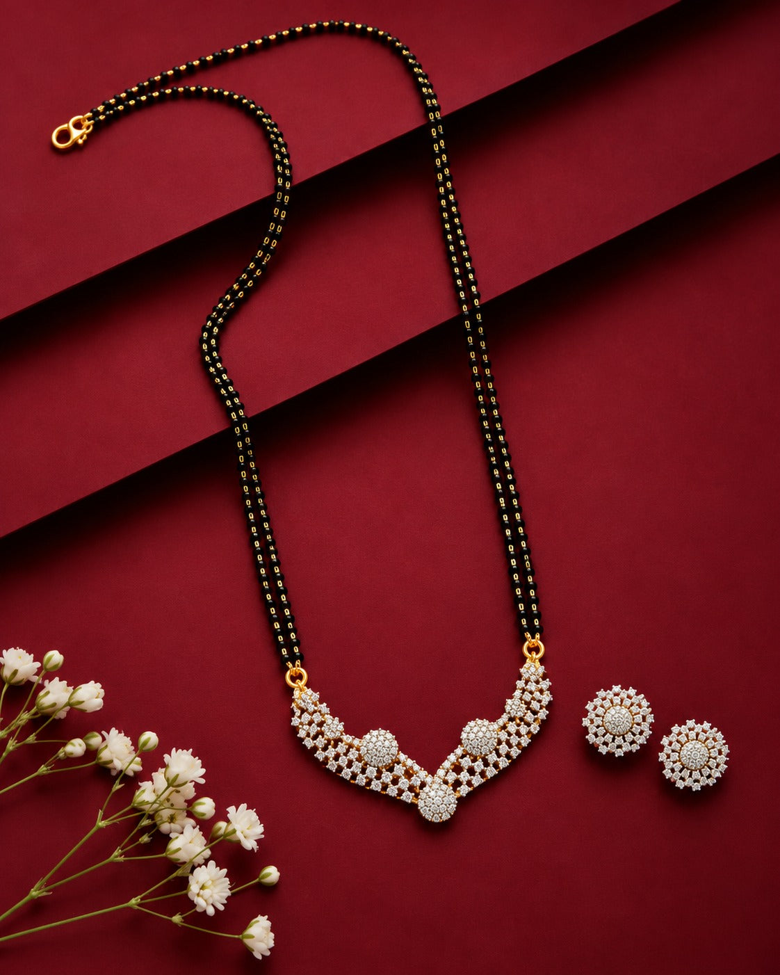 Meher V-Curve Diamond-Look Mangalsutra Set – 24 Inch