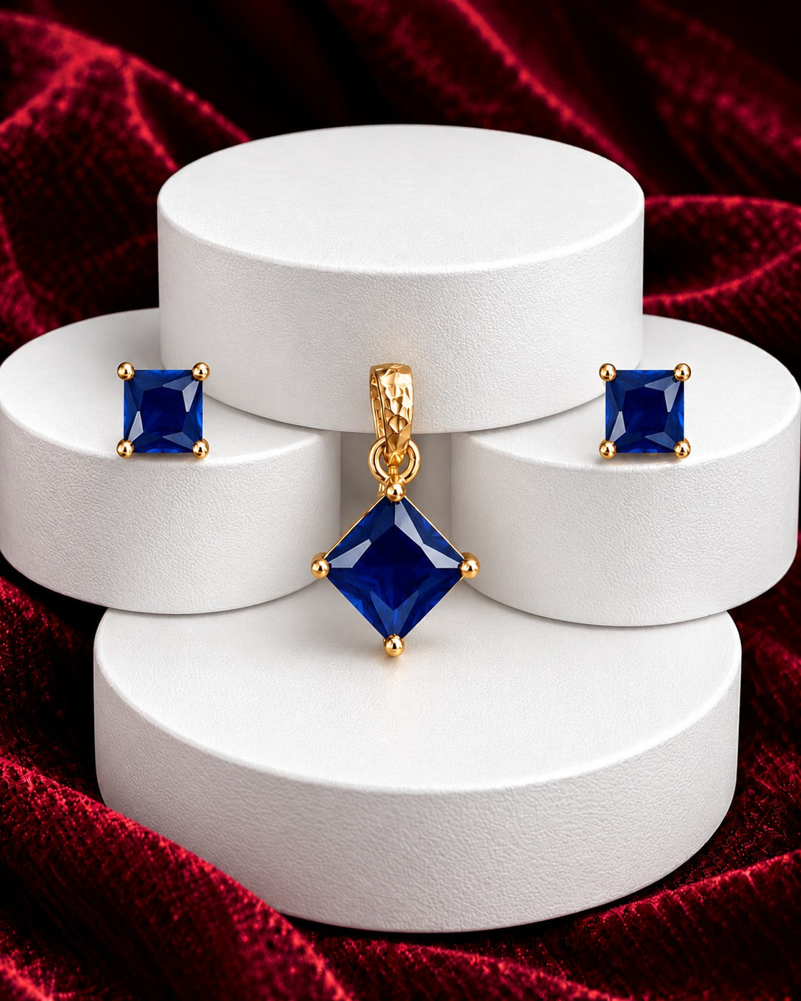 Virelle Square Solitaire Pendant Set