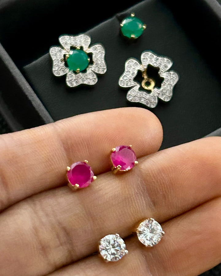 Elyra 3-Colour Changeable Floral Stud Earrings