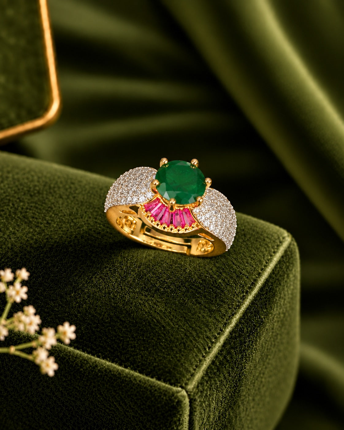Majestic Crown Solitaire Adjustable Ring