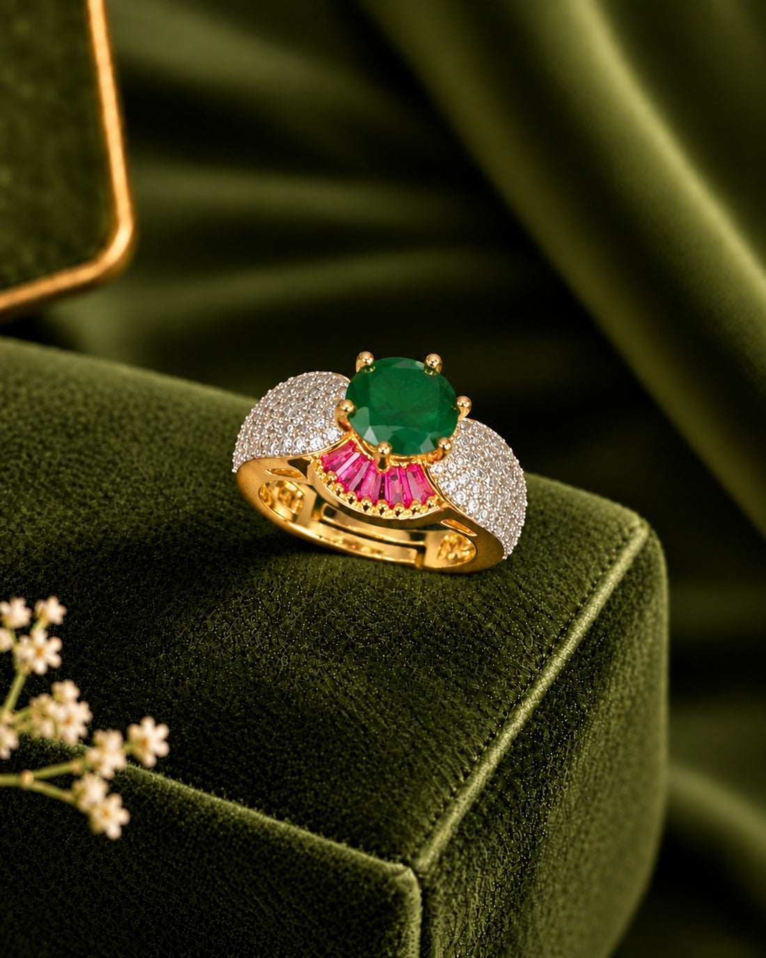 Majestic Crown Solitaire Adjustable Ring