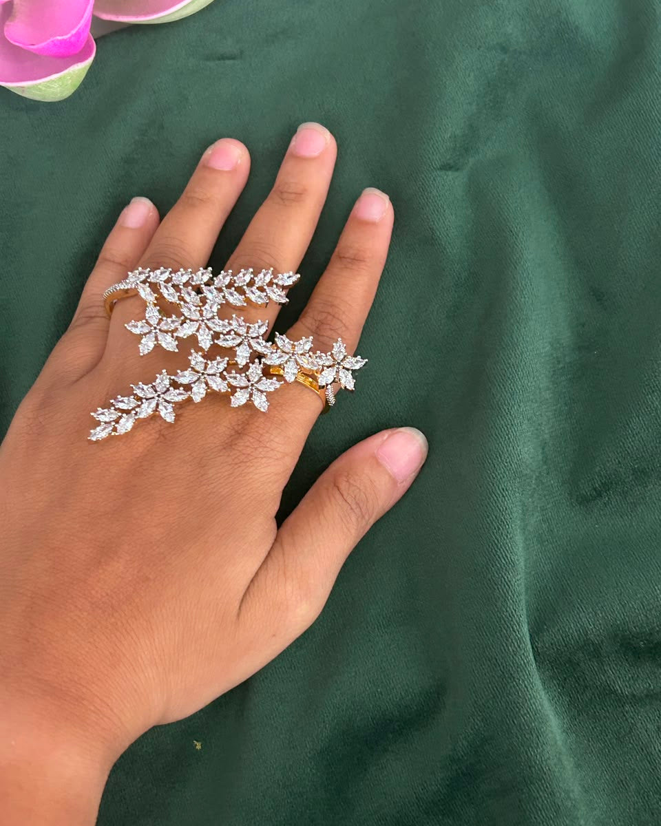 Snow Blossom Adjustable AD Cocktail Ring