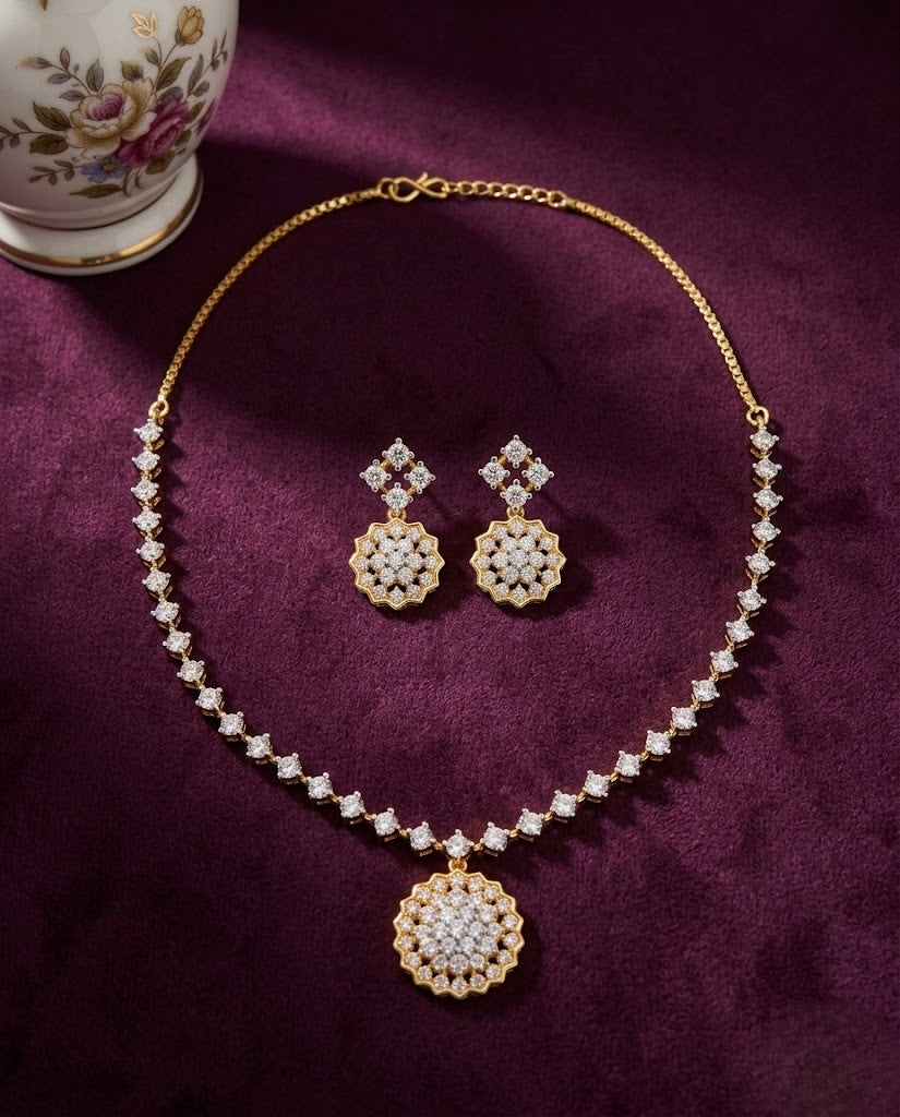 Aarunya Diamond Blossom Necklace Set