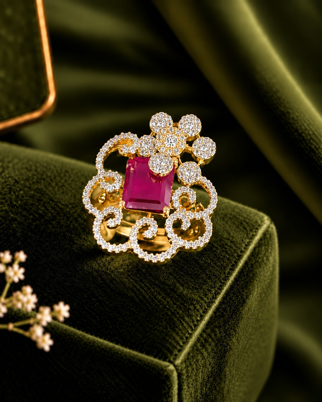 Elara Royal Swirl Adjustable Statement Ring