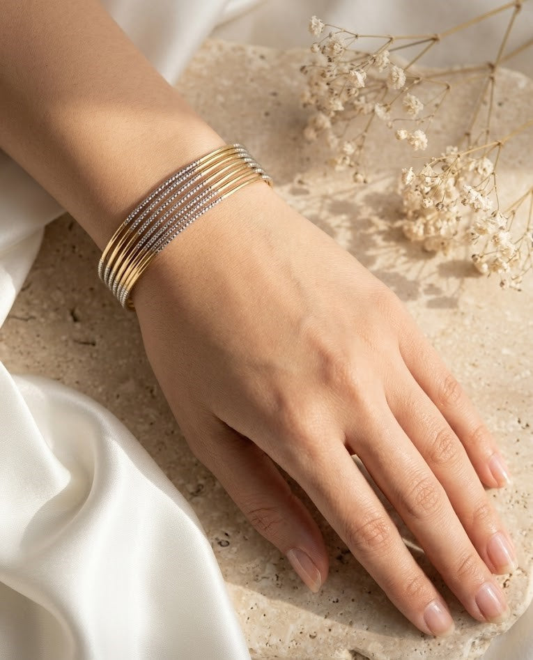 Openable Premium Multi-Layer Bracelet in Gold & Silver Tone