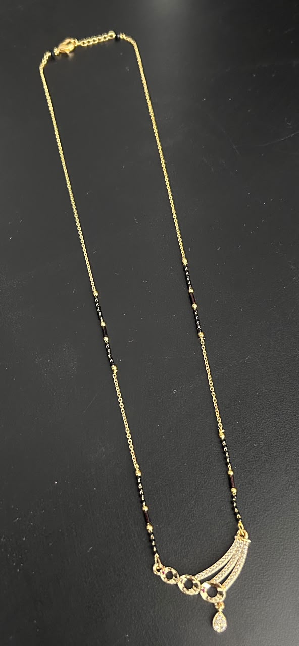 Aarini Black Bead Diamond-Look Mangalsutra
