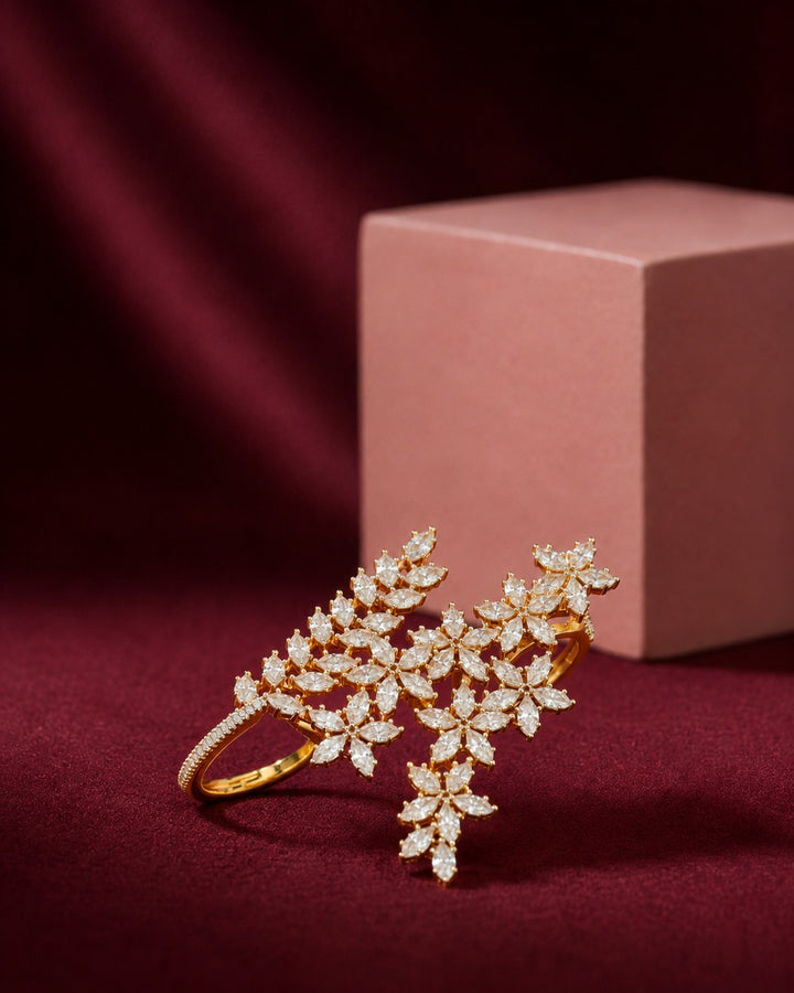Snow Blossom Adjustable AD Cocktail Ring