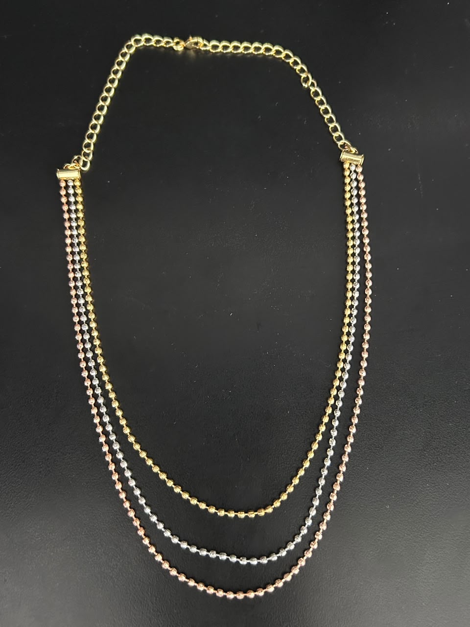 Trinelle Tri-Tone Layered Bead Necklace
