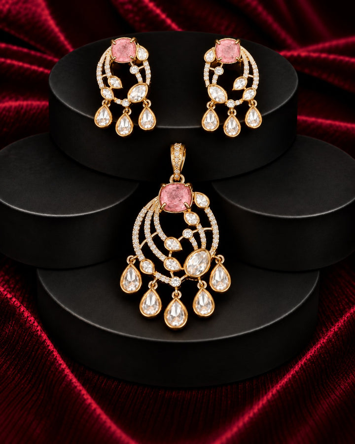 Aaranya Royale Polki Drop Pendant Set