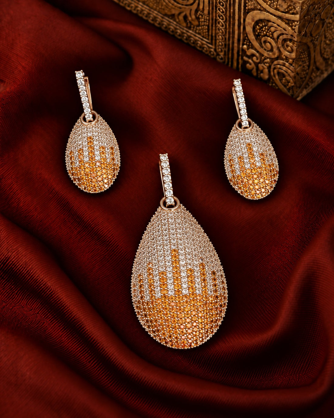 Aurevia Spectrum Teardrop Pendant & Earrings Set