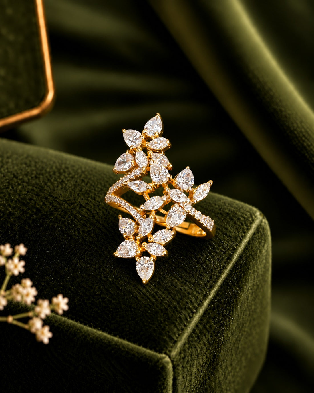 Aurelia Leaf Cascade Adjustable Ring