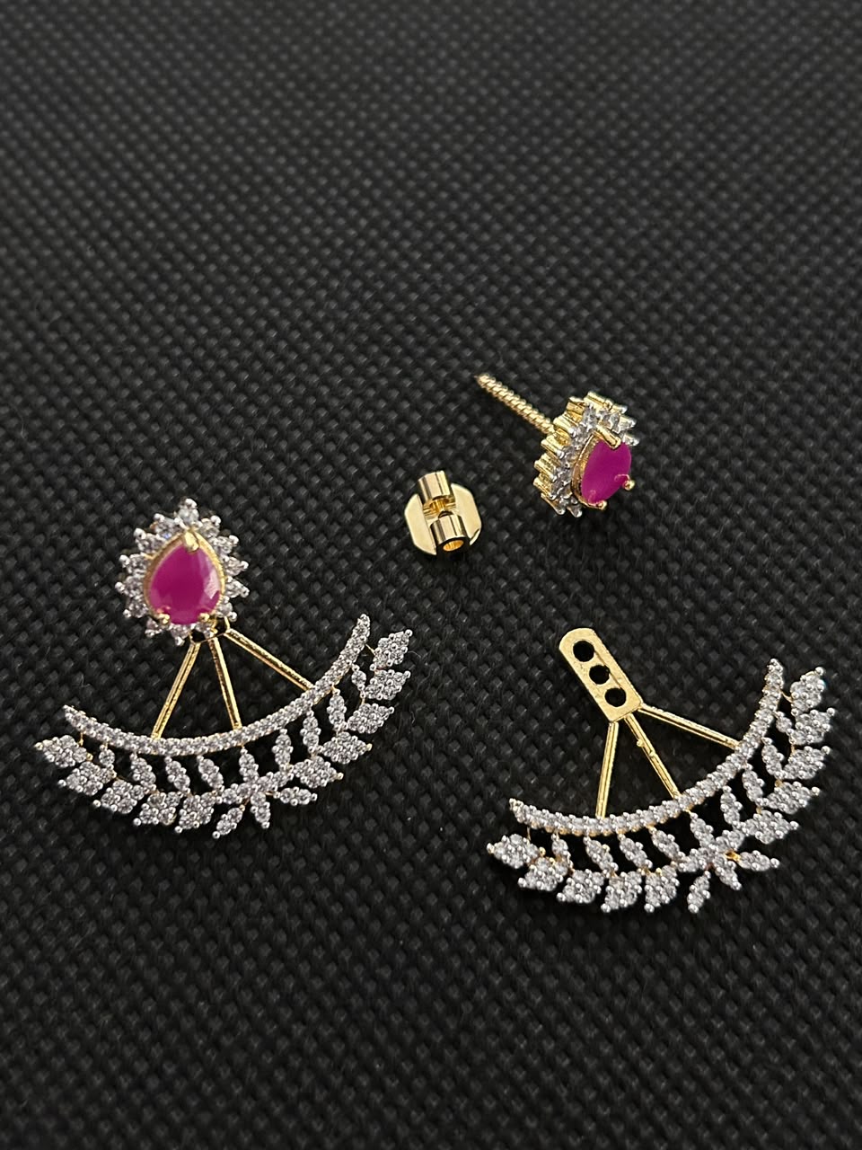 Aurelia Crescent Ear-Jacket Screw Earrings