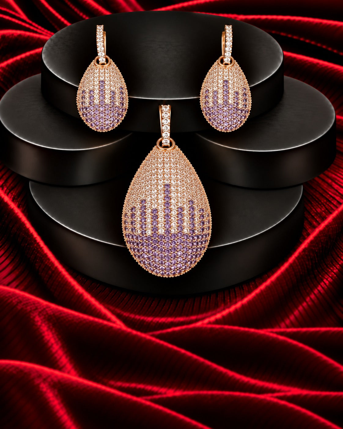 Aurevia Spectrum Teardrop Pendant & Earrings Set