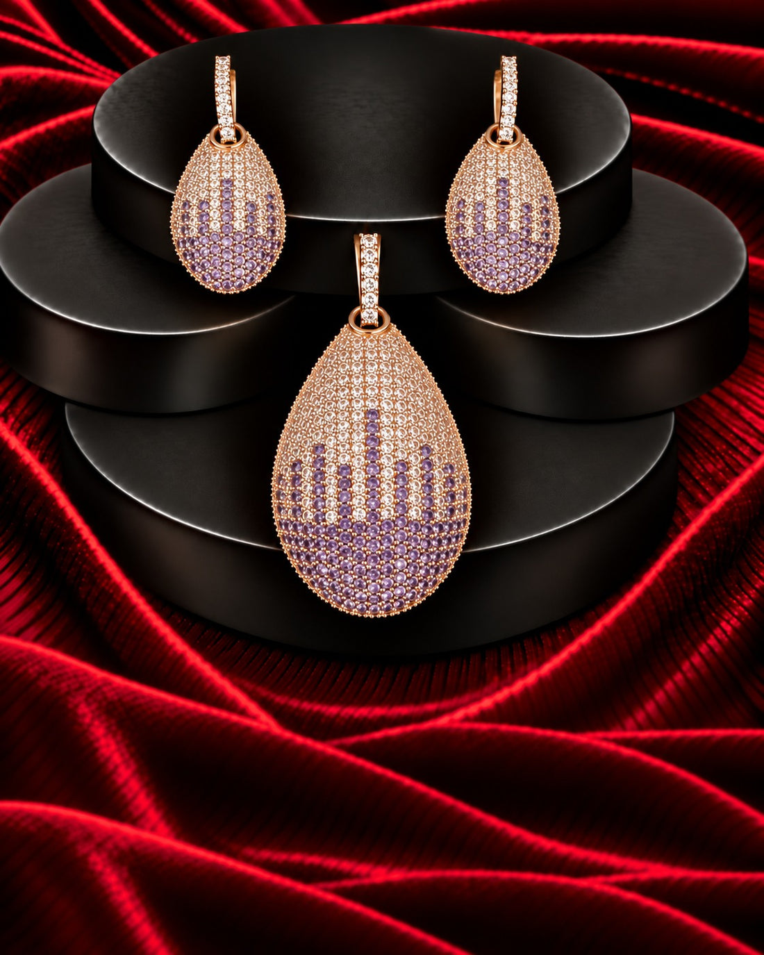 Aurevia Spectrum Teardrop Pendant & Earrings Set
