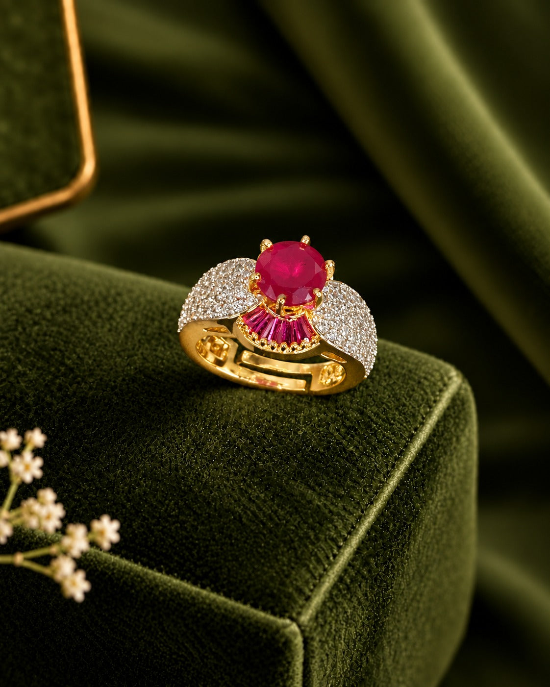 Majestic Crown Solitaire Adjustable Ring