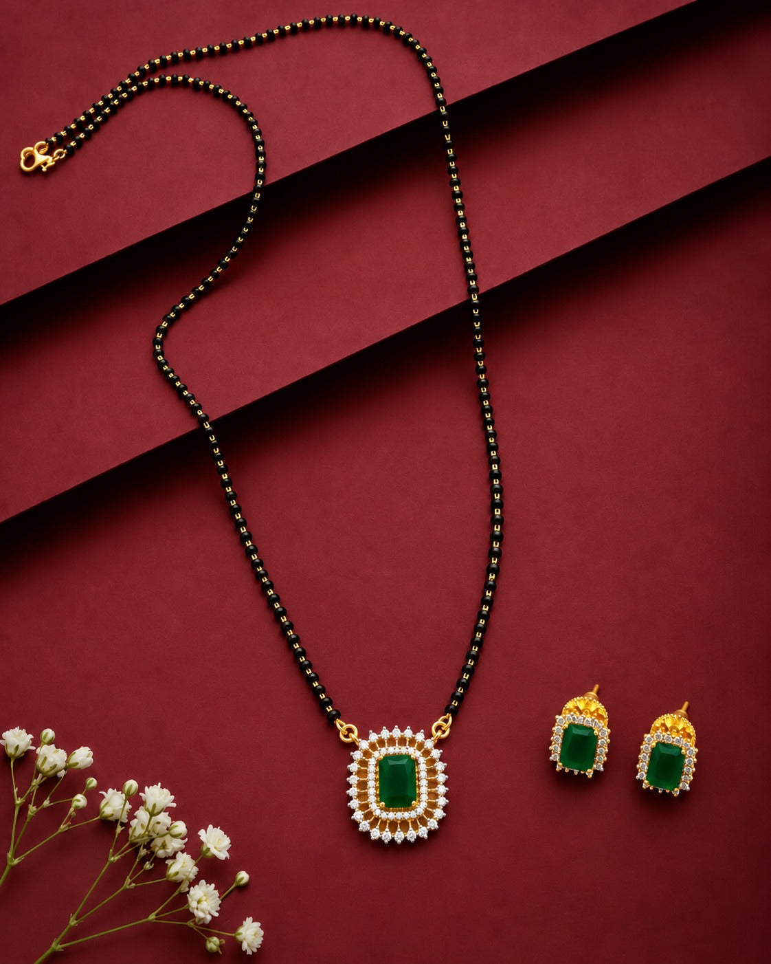 Ziyana Emerald Cut Mangalsutra Set – 18 Inch