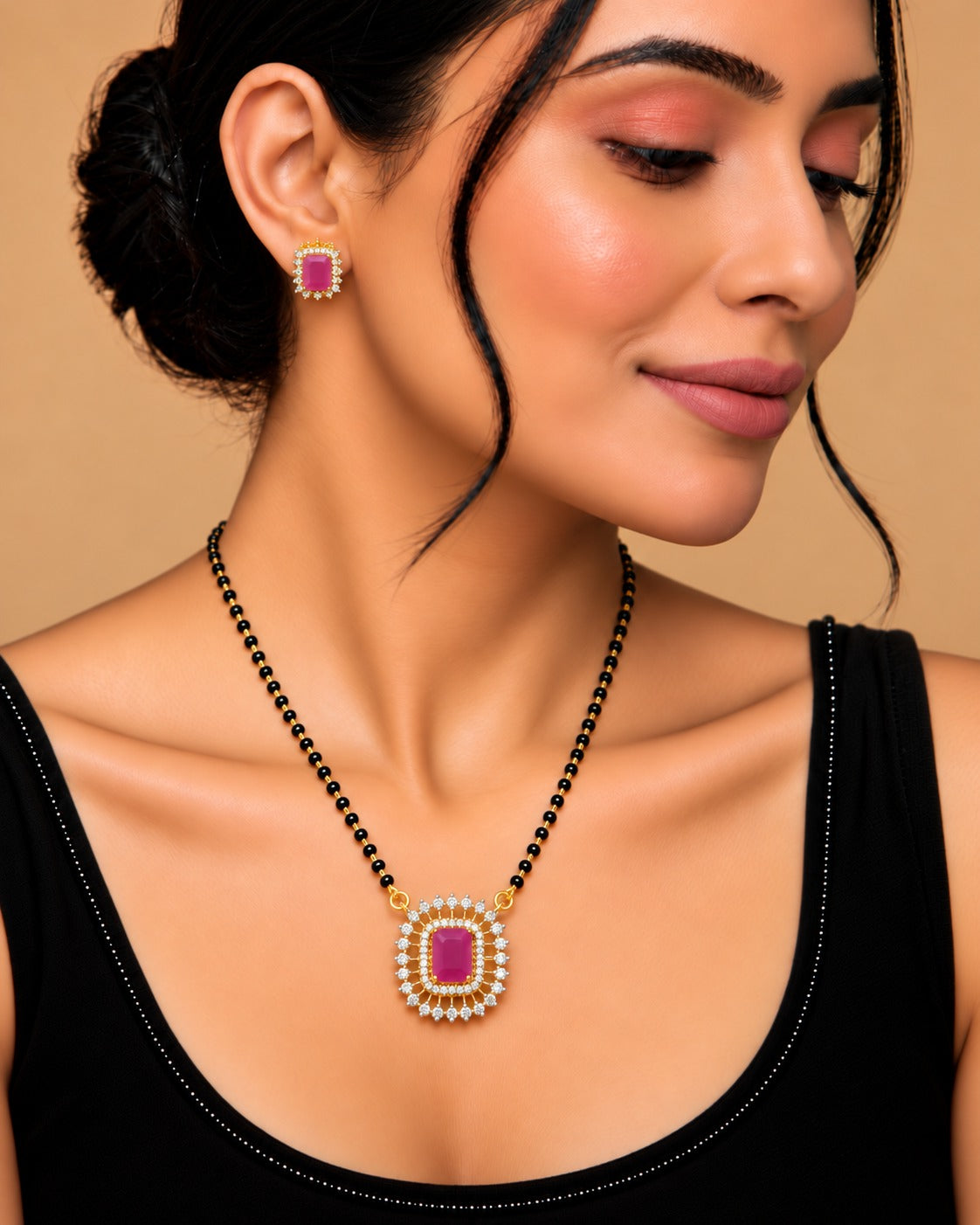 Ziyana Emerald Cut Mangalsutra Set – 18 Inch
