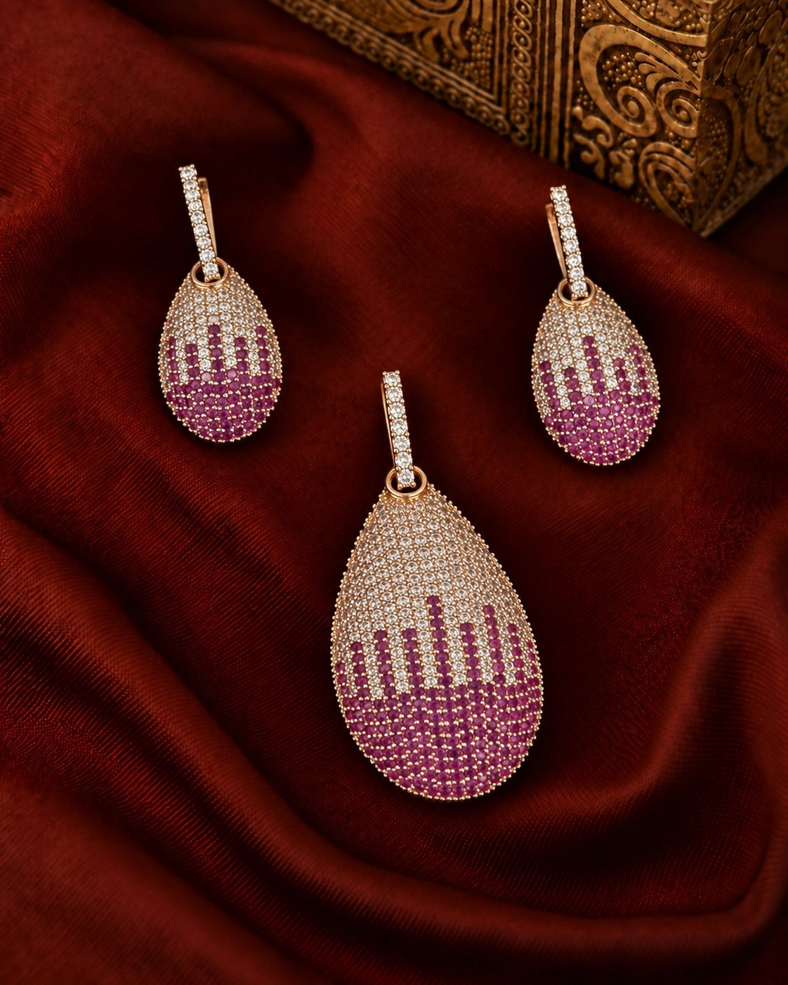 Aurevia Spectrum Teardrop Pendant & Earrings Set