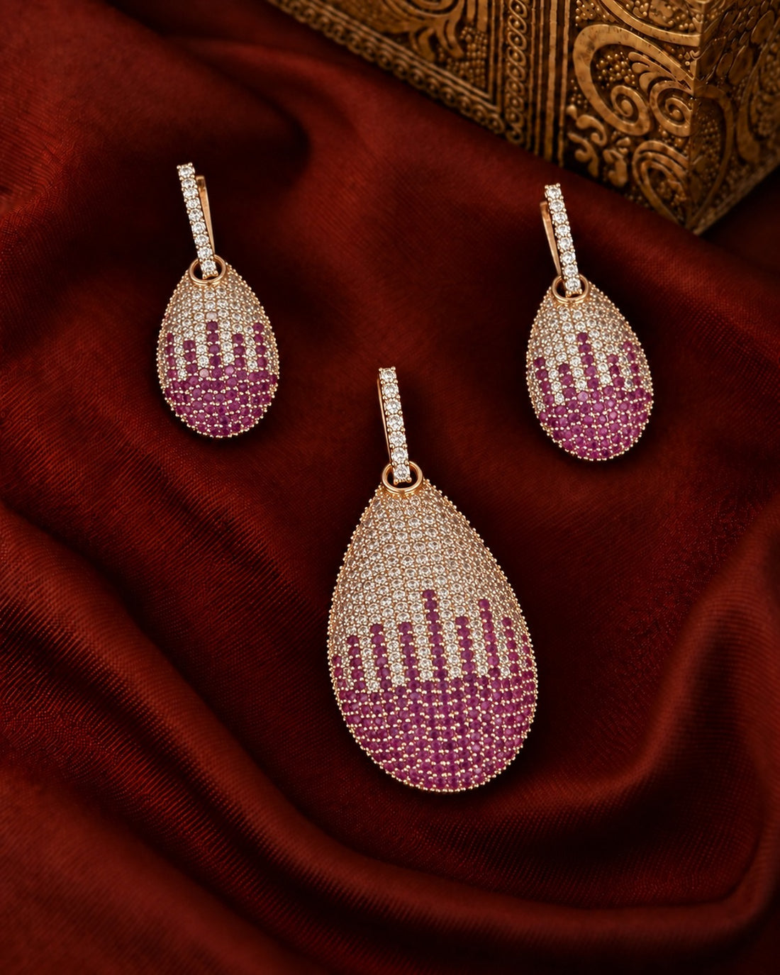 Aurevia Spectrum Teardrop Pendant & Earrings Set