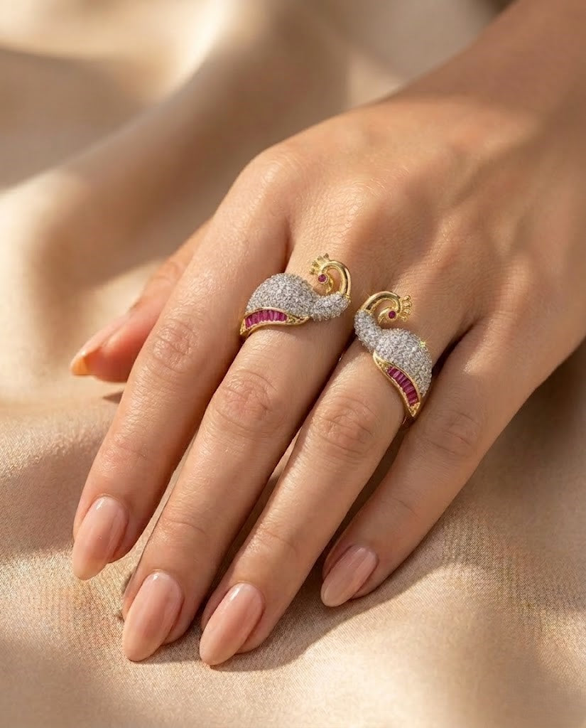 Mayurika Twin Mor Diamond Openable Ring