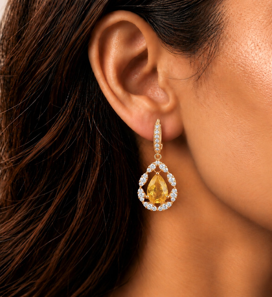 Solid Luxe Teardrop Halo Earrings