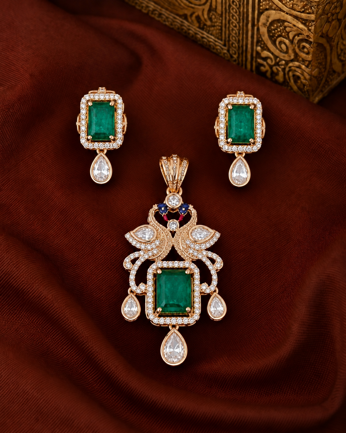 Rangmahal Kundan Pendant Set