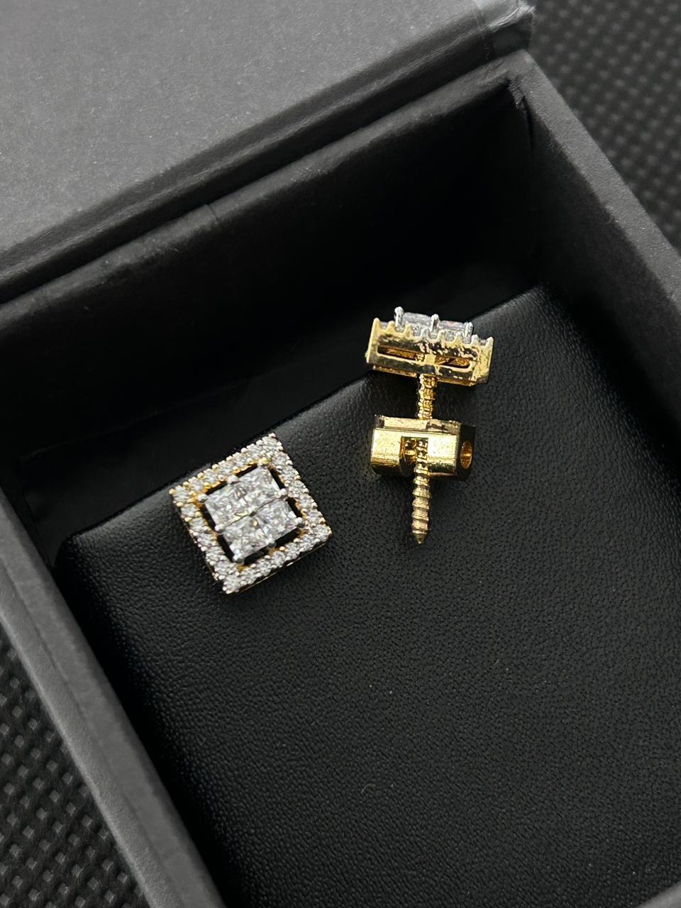 Eshvika Geometric Crystal Screw  Stud Earrings