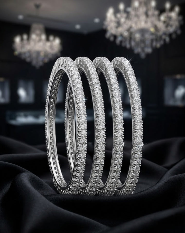 Premium Gold Plated & Silver Plated Diamond Bangles Set of 4