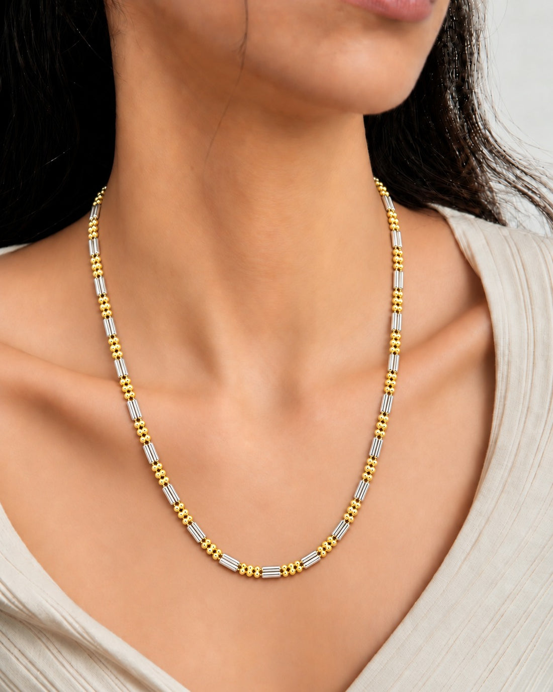 Zivara Dual-Tone Tube & Bead Chain