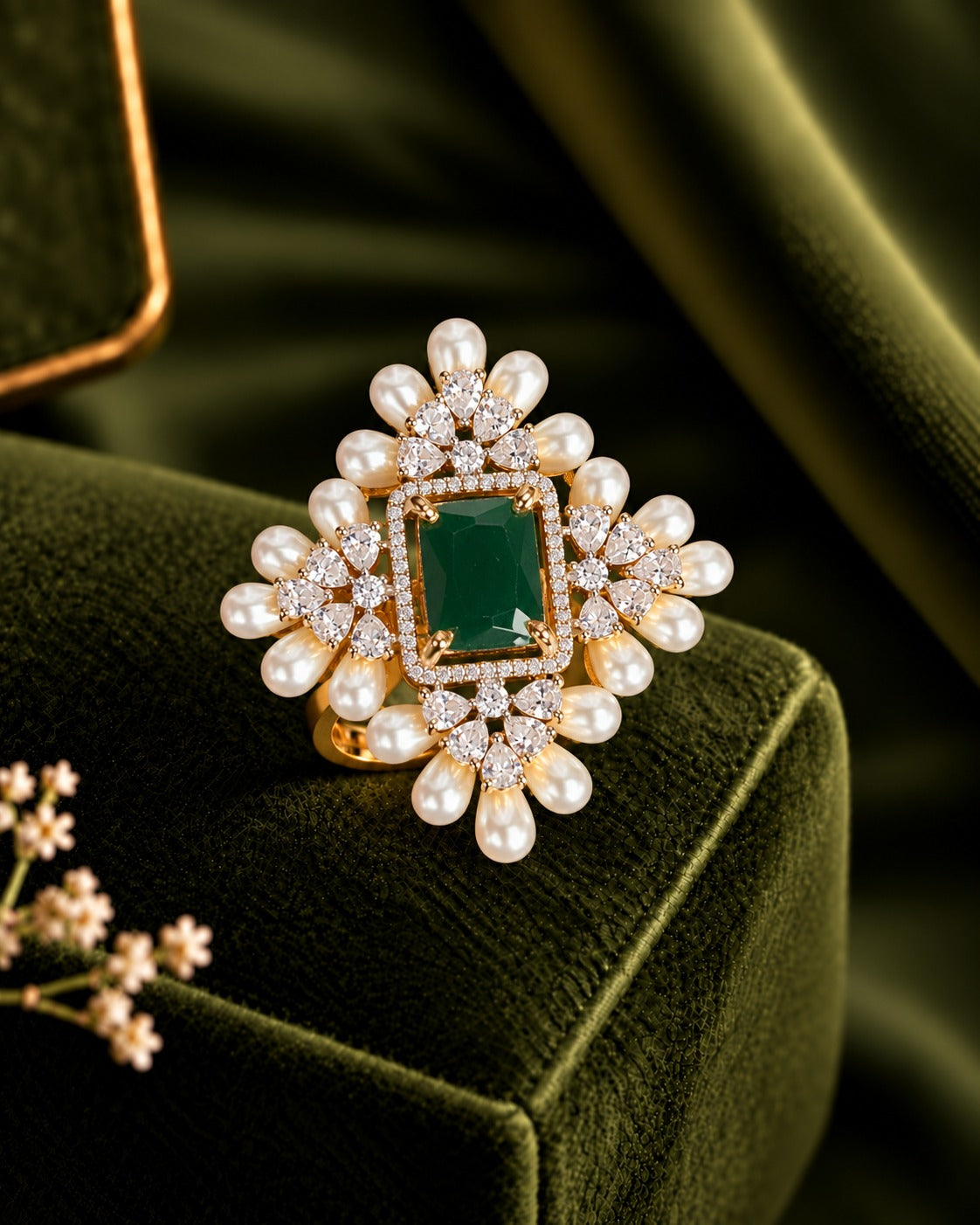 Aurelia Pearl Halo Adjustable Ring