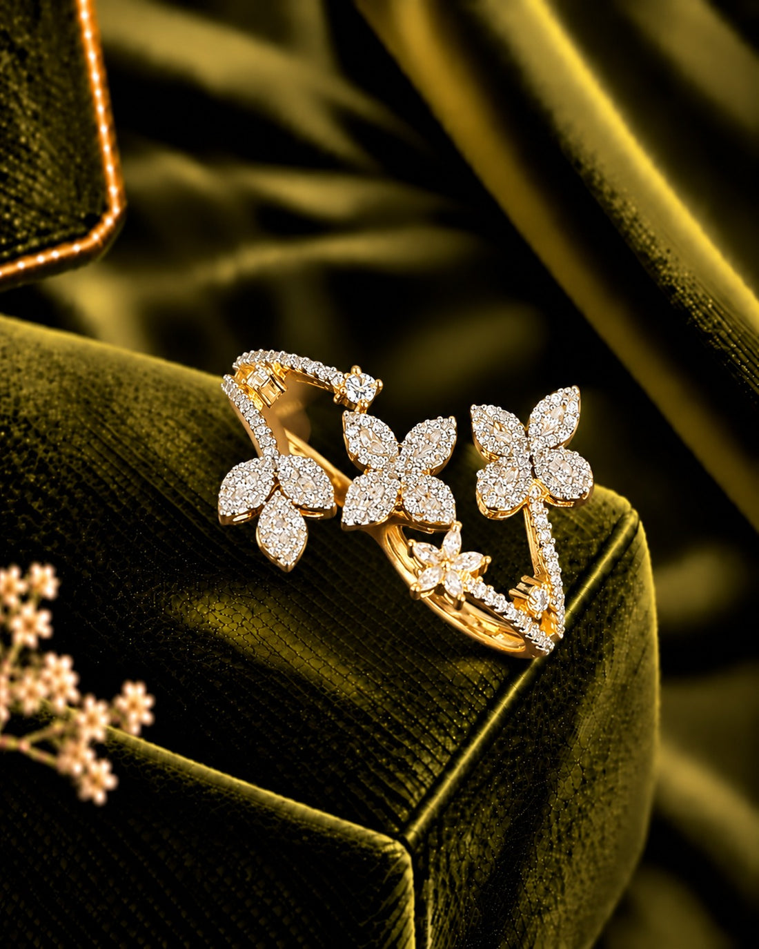 Vireya Twin Bloom Double Finger Statement Ring