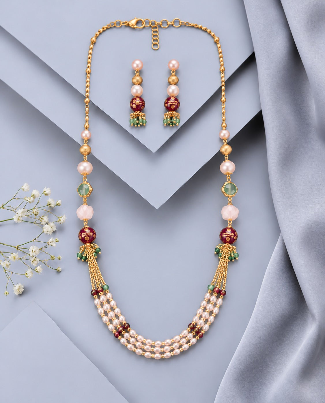 Gulnaar Pearl & Meenakari Designer Mala Set