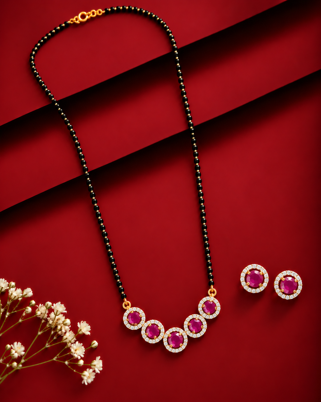 18 Inch Halo Stone Mangalsutra Set