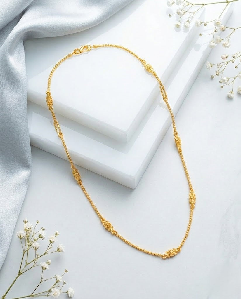 Floral Gold Finish Chain for Women