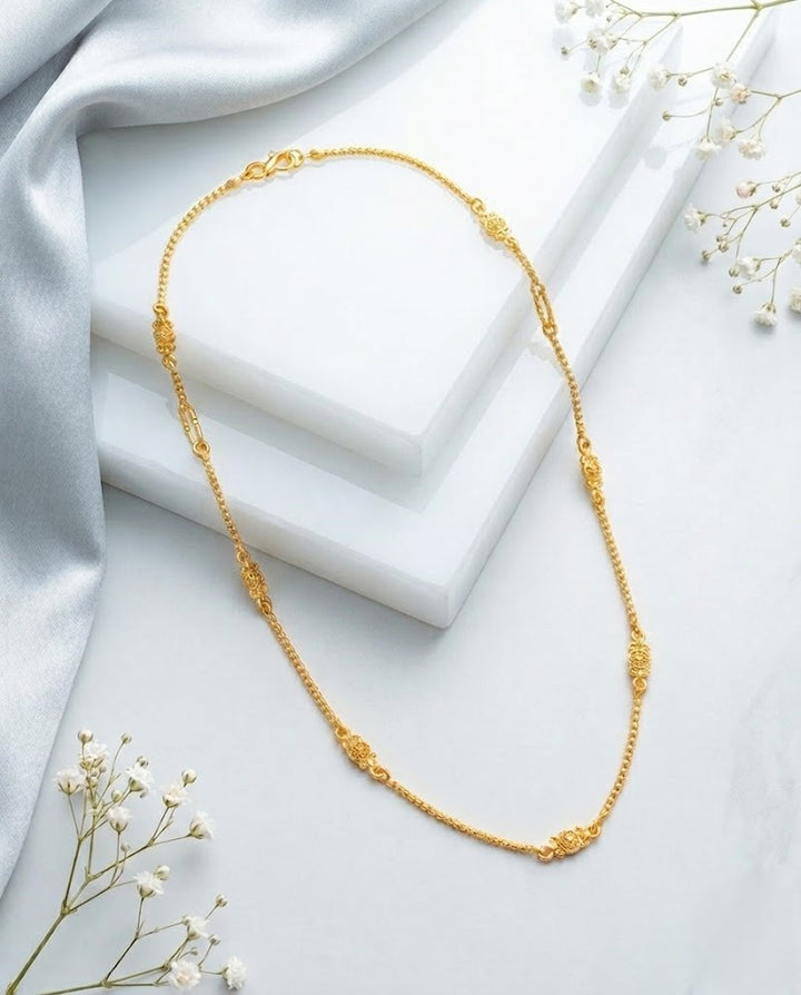 Floral Gold Finish Chain for Women