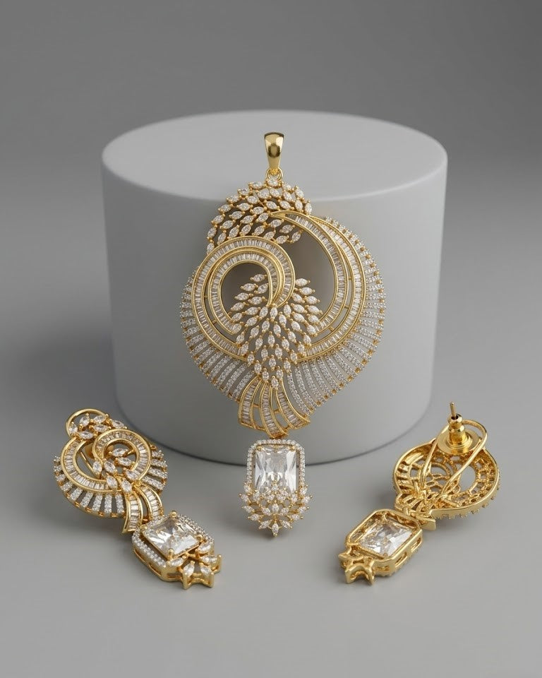 Mayurakshi Emerald Aura Pendant Set