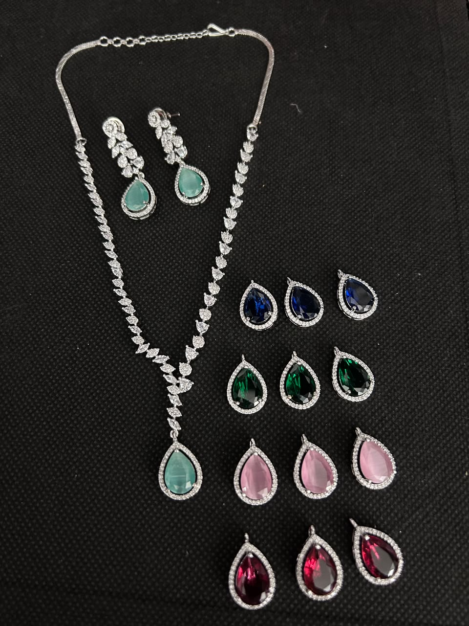 Changeable Teardrop Stone Necklace Set