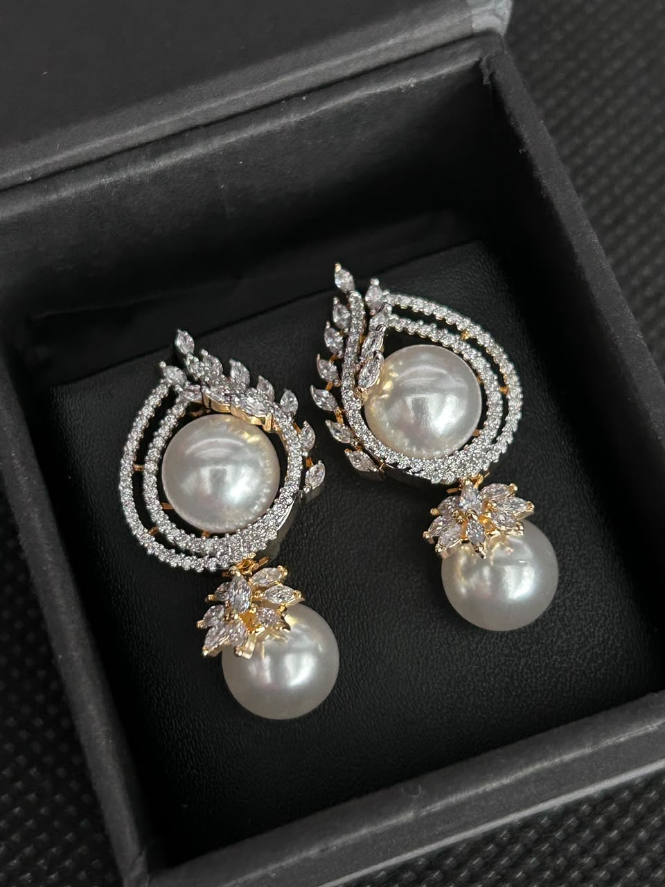 Pearl Bloom Halo Drop Earrings