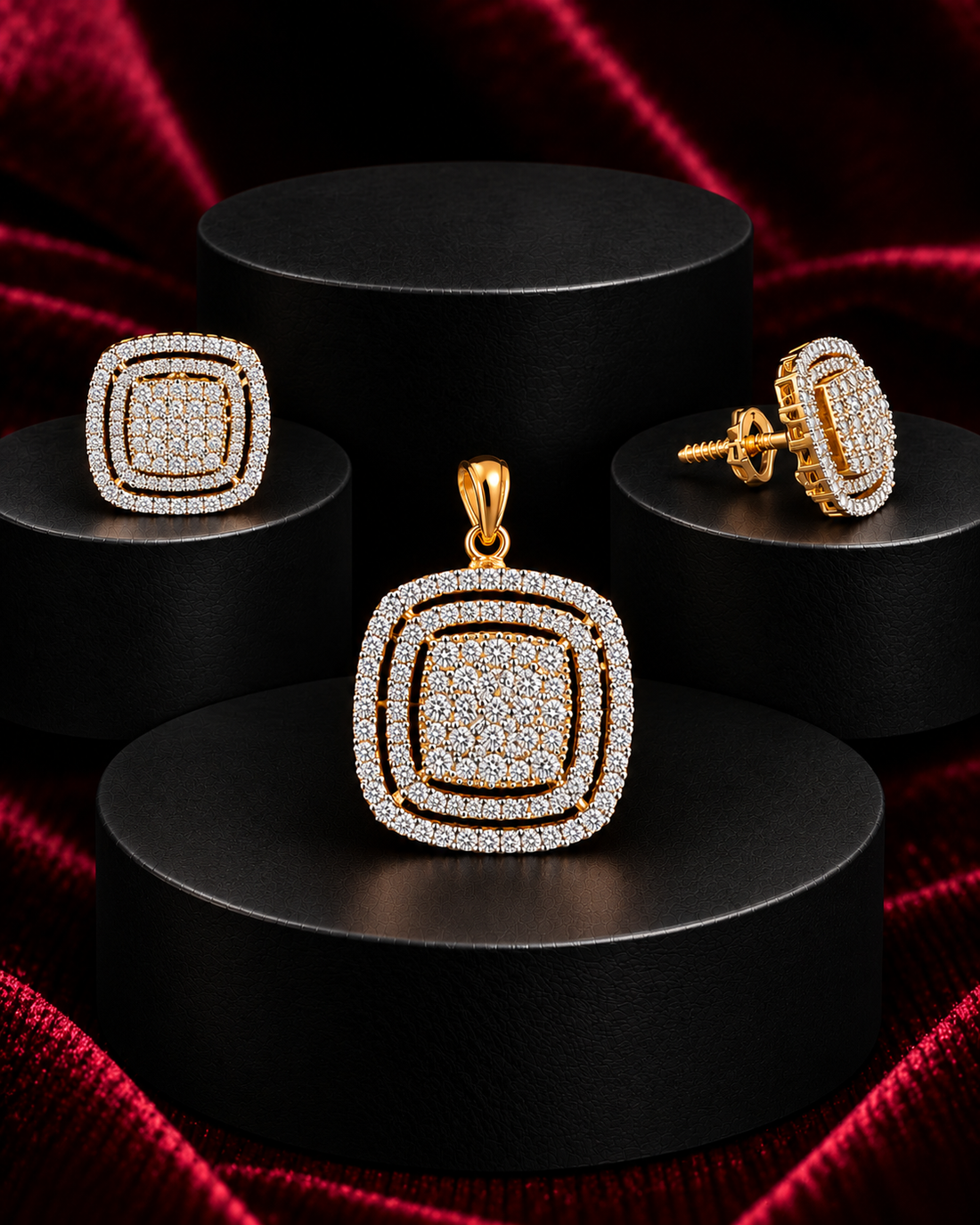 Velora Royale Square Screw Pendant Set