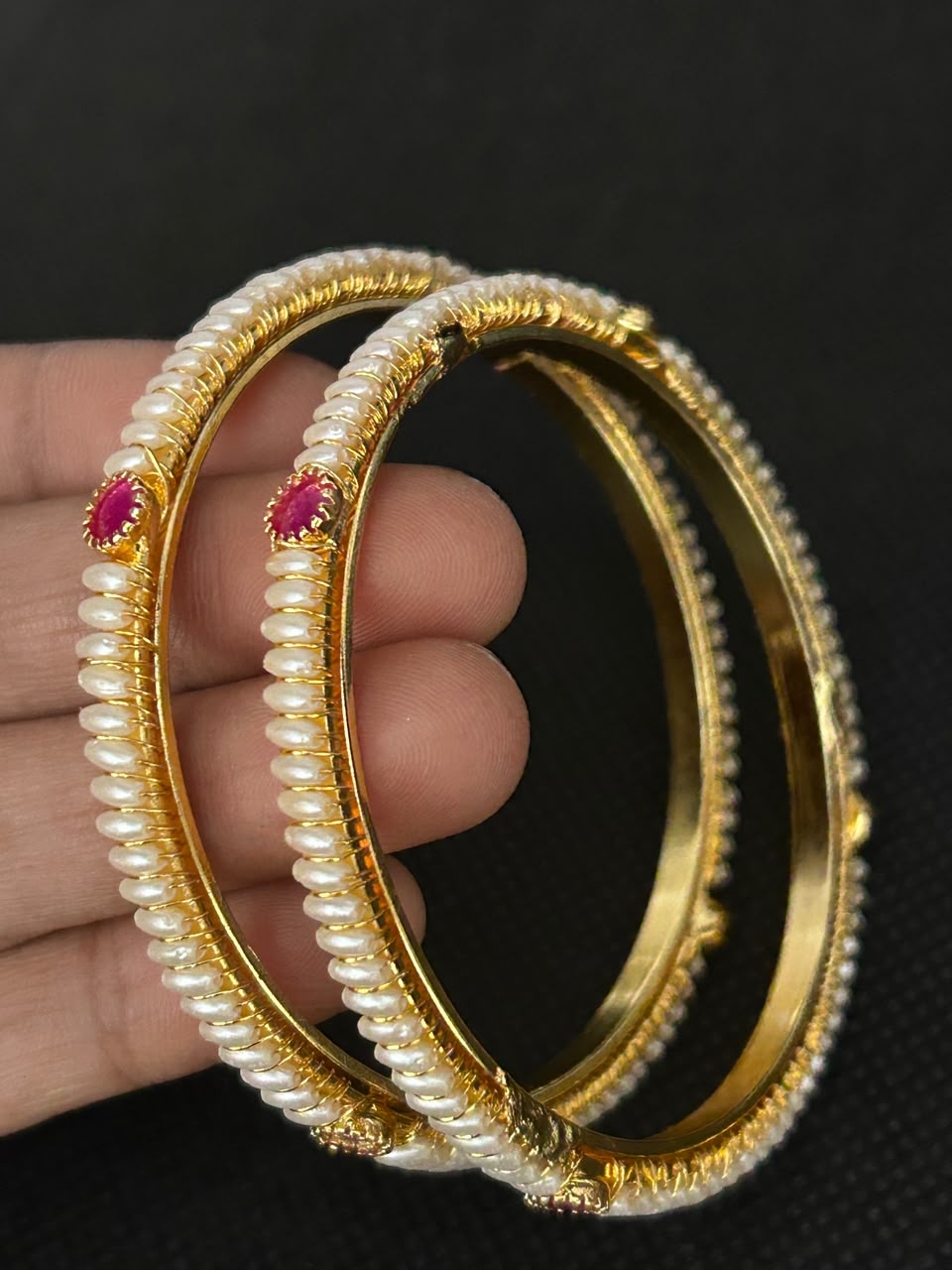 Meher Pearl Ruby Bangles