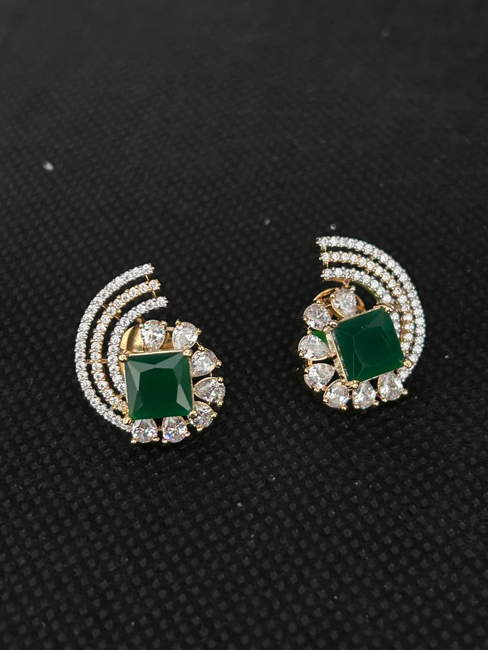 Solid Regal Arc Stone Stud Earrings
